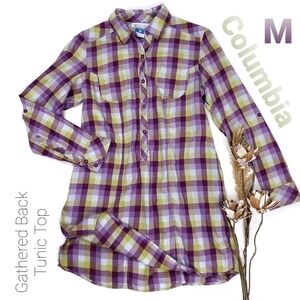 Columbia Purple Lime Gathered Back Tunic Top M